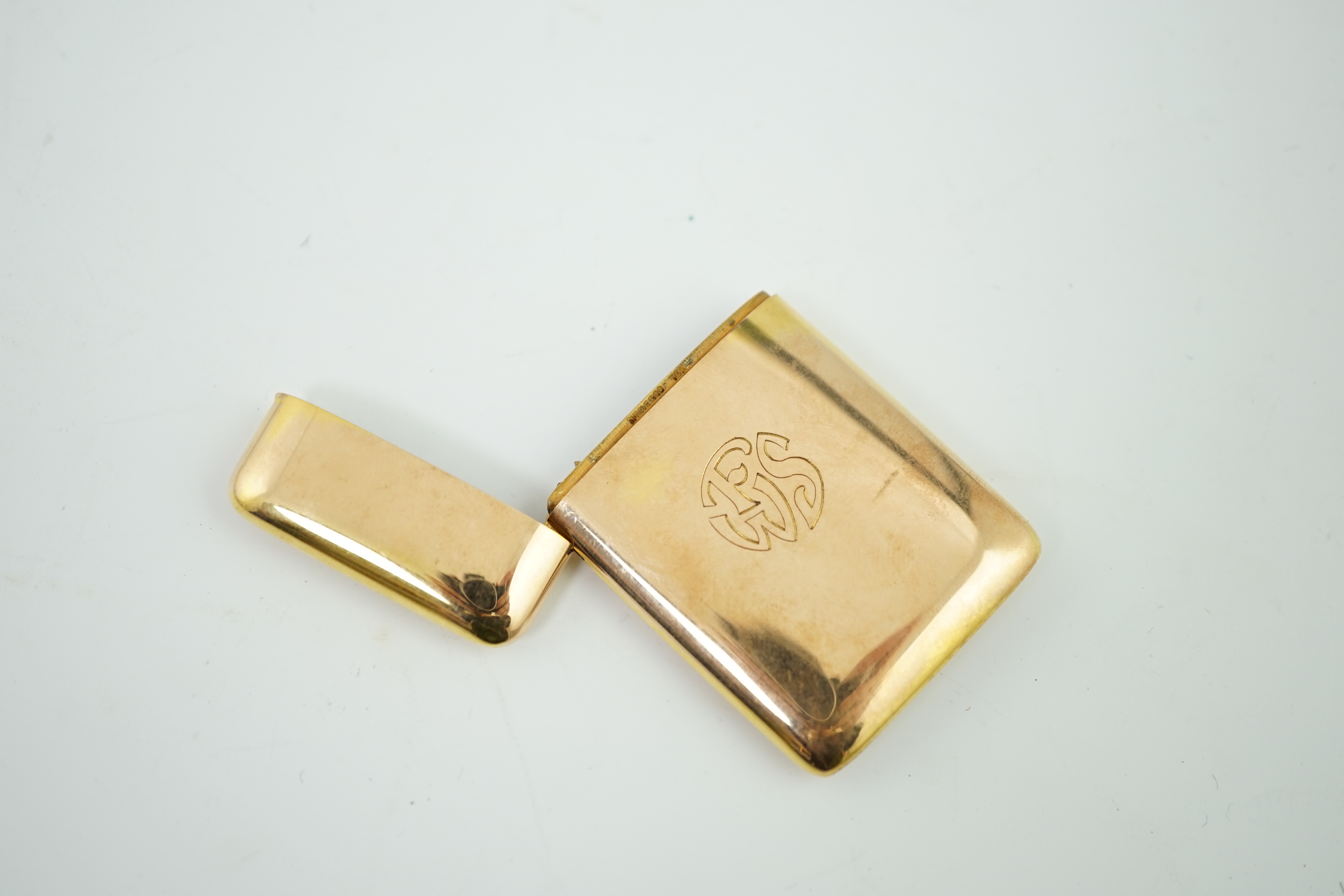 A mid 20th century American Shreve & Co 14k gold vesta case